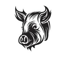 Pig Face, Silhouettes Pig Face, black and white Pig vector