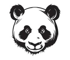 panda rostro, siluetas panda rostro, negro y blanco panda vector