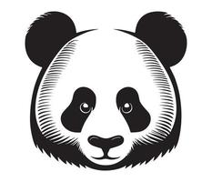 panda rostro, siluetas panda rostro, negro y blanco panda vector