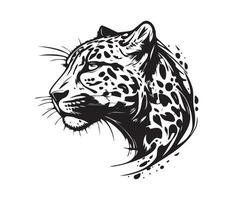 leopardo rostro, siluetas leopardo rostro, negro y blanco leopardo vector