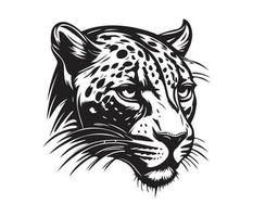 leopardo rostro, siluetas leopardo rostro, negro y blanco leopardo vector