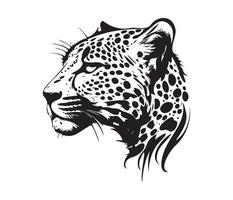 leopardo rostro, siluetas leopardo rostro, negro y blanco leopardo vector