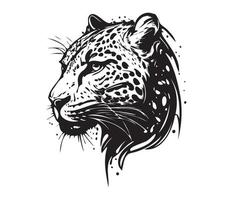 leopardo rostro, siluetas leopardo rostro, negro y blanco leopardo vector