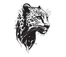 leopardo rostro, siluetas leopardo rostro, negro y blanco leopardo vector