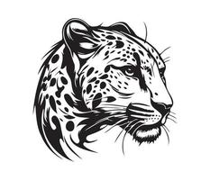 leopardo rostro, siluetas leopardo rostro, negro y blanco leopardo vector