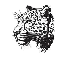 leopardo rostro, siluetas leopardo rostro, negro y blanco leopardo vector