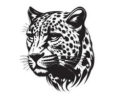 leopardo rostro, siluetas leopardo rostro, negro y blanco leopardo vector