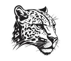 leopardo rostro, siluetas leopardo rostro, negro y blanco leopardo vector