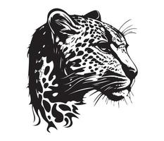 leopardo rostro, siluetas leopardo rostro, negro y blanco leopardo vector