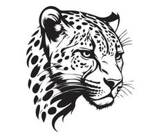 leopardo rostro, siluetas leopardo rostro, negro y blanco leopardo vector