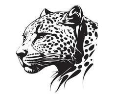 leopardo rostro, siluetas leopardo rostro, negro y blanco leopardo vector