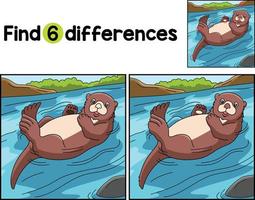 Sea Otter Animal Find The Differences vector