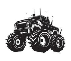Monster truck icon, four wheel drive vector