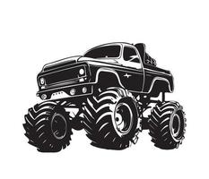 Monster truck icon, four wheel drive vector