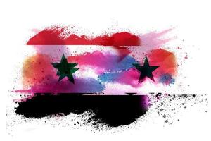 Syria Watercolor Painted Flag photo
