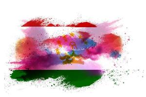 Tajikistan Watercolor Painted Flag photo