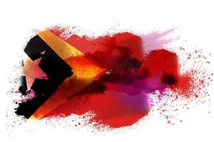 East Timor  Watercolor Painted Flag photo