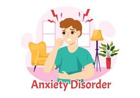 Anxiety Disorder Illustration with Frustrated Person, Nervous Problem and Confusion in Flat Cartoon Depression or Mental Health Hand Drawn Templates vector