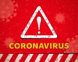 coronavirus atención firmar en triángulo en rojo fondo, exclamación marca icono y advertencia línea elemento vector