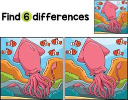 Giant Squid Animal Find The Differences vector