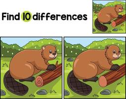 Beaver Animal Find The Differences vector