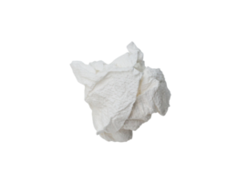 Single screwed or crumpled tissue paper or napkin in strange shape after use in toilet or restroom isolated with clipping path in png format