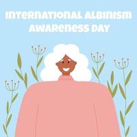 Portrait of an albino woman. Vector illustration of a woman with albinism. International Albinism Awareness Day. Albinism. Genetic rare disorder.