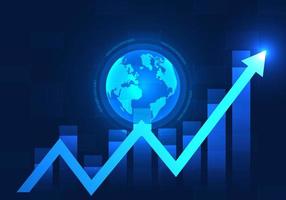 Rising Stock Chart Technology Interpreting technology in the world is advancing and growing all the time. Tech-related businesses are growing rapidly. It also helps to push people's well-being better vector