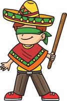 Cinco de Mayo Blindfold Mexican Boy Clipart vector