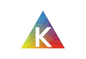 Colourful Low Poly and initial K letter logo design, Vector illustration