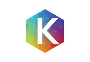 Colourful Low Poly and initial K letter logo design, Vector illustration