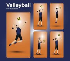 Serve up some excitement with this dynamic illustration of a volleyball player mid-spike. Perfect for sports-related designs vector