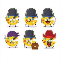 dibujos animados personaje de color paleta con varios piratas emoticones vector