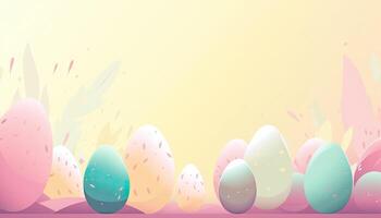 Cute Easter eggs with colorful pastel illustrations. Easter Eggs, Colorful and Pretty. Background with space for copy, text, your words, or design. . photo