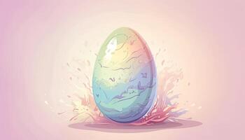 Cute Easter eggs with colorful pastel illustrations. Easter Eggs, Colorful and Pretty. Background with space for copy, text, your words, or design. . photo