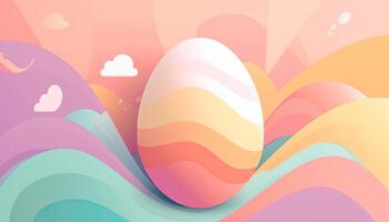 Cute Easter eggs with colorful pastel illustrations. Easter Eggs, Colorful and Pretty. Background with space for copy, text, your words, or design. . photo