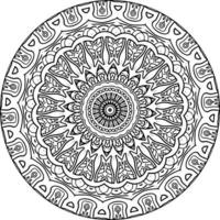 Decorative mandala with marine elements and waves on white isolated background. For coloring book pages. vector
