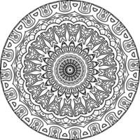 Decorative mandala with marine elements and waves on white isolated background. For coloring book pages. vector