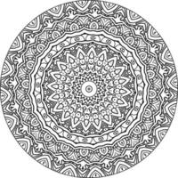 Decorative mandala with marine elements and waves on white isolated background. For coloring book pages. vector