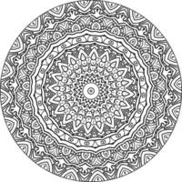 Decorative mandala with marine elements and waves on white isolated background. For coloring book pages. vector