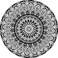 Simple doodle mandala with floral and heart patterns on a white isolated background. For coloring book pages. vector