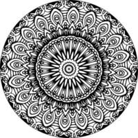 Simple doodle mandala with floral and heart patterns on a white isolated background. For coloring book pages. vector