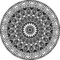 Simple doodle mandala with floral and heart patterns on a white isolated background. For coloring book pages. vector
