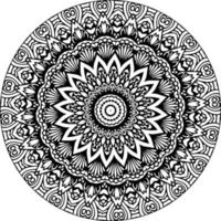 Simple doodle mandala with floral and heart patterns on a white isolated background. For coloring book pages. vector