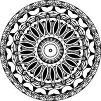 Simple doodle mandala with floral and heart patterns on a white isolated background. For coloring book pages. vector