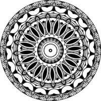 Simple doodle mandala with floral and heart patterns on a white isolated background. For coloring book pages. vector