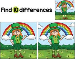 Leprechaun Girl Find The Differences vector