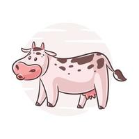 Cute cow cartoon vector illustration on a white background