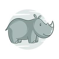 Cute rhinoceros cartoon vector illustration on a white background