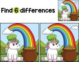 St. Patrick Day Unicorn Find The Differences vector